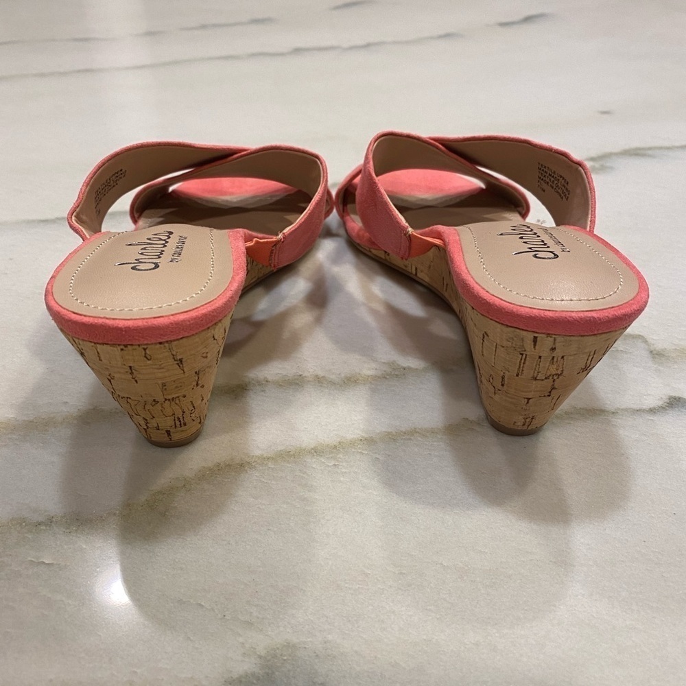 Charles by Charles David Pink Suede Wedges size 7.5 Cork Mules NWOT - Picture 5 of 14